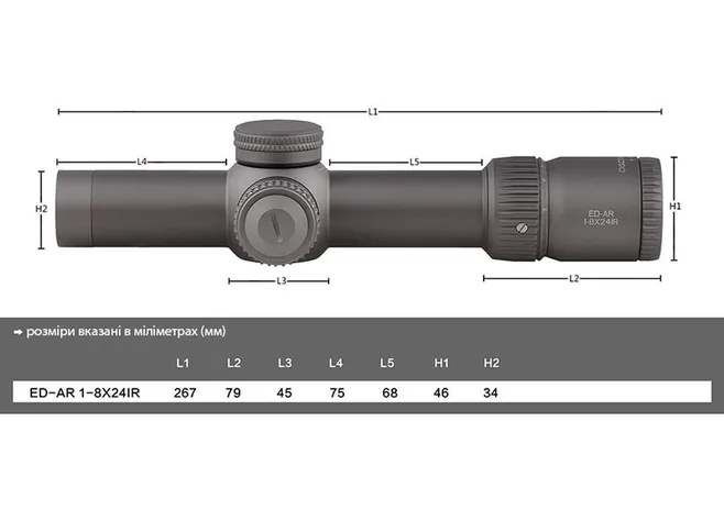 Приціл Discovery Optics ED-AR 1-8x24 IR FFP (34 мм, підсвічування) Фото 4